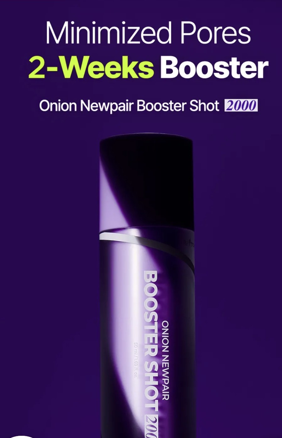 Booster shot product with text on a purple background