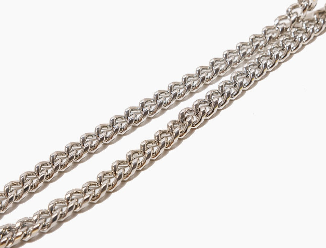 Silver chain on a white background