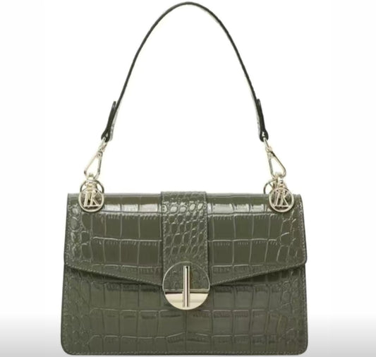 Elegant Crocodile-Embossed Shoulder Bag – GlowBags Collection (Grey)